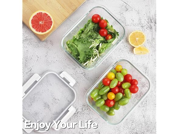 HOMBERKING 8pk 36oz White Glass Food Containers