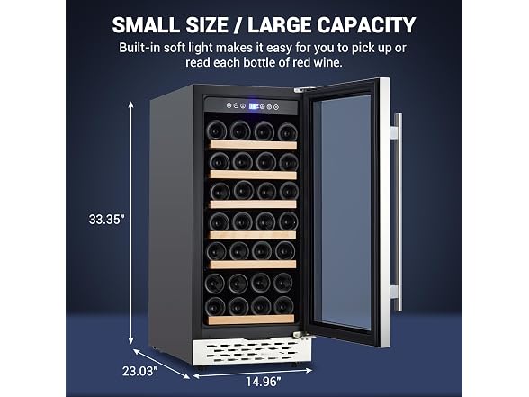 OUTLANE 15 Inch Wine Fridge - 28 Bottles Wine Coole