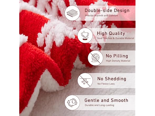 RILIHO Red Sherpa Snowflakes Blanket