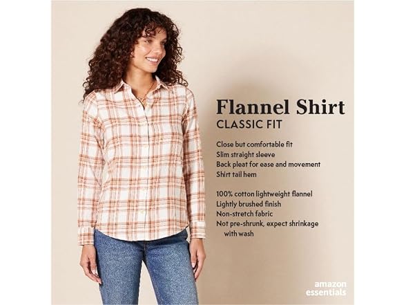 Amazon Essentials Women Long-sleeve Flannel Shirt