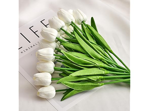 Mikasa Artificial White Tulip Bouquet, Set of 20