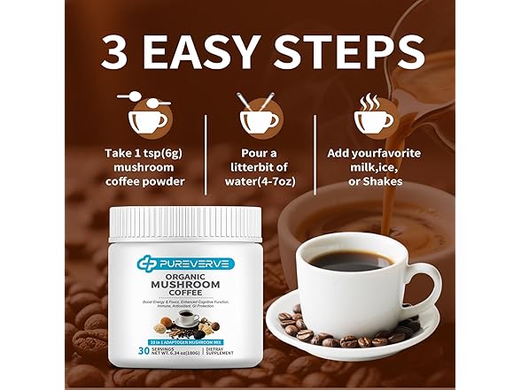 Pureverve Mushroom Coffee 30 Servings