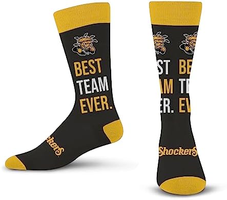 For Bare Feet NCAA WICHITA STATE SHOCKERS Best Team Ever Crew Sock Team Color OSFM