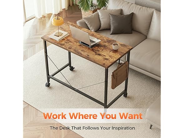 Rolling Computer Desk with Wheels