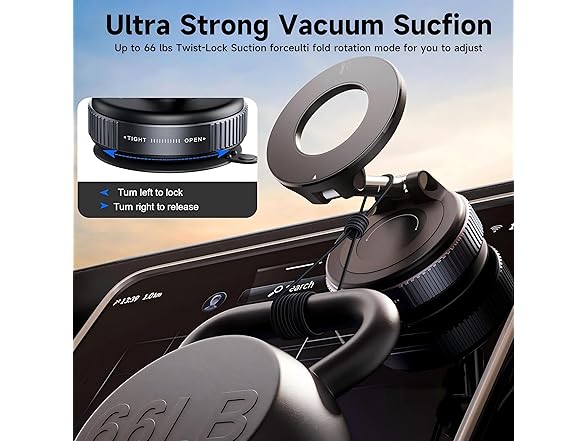 360° Adjustable Vacuum Magnetic Suction Cup Phone Mount