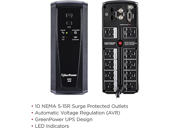 CyberPower CP900AVR AVR UPS Battery Backup and Surge Protector