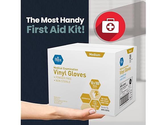 MedPride Powder-Free Vinyl Exam Gloves Large 1000ct