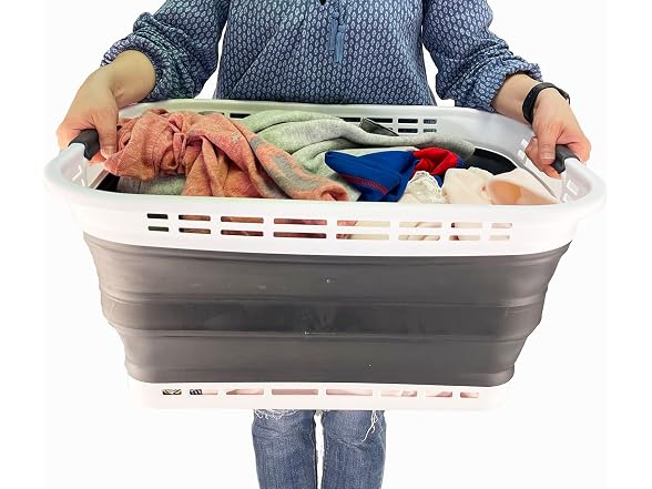 SAMMART 42L (11 Galloons) Collapsible Plastic Laundry Basket
