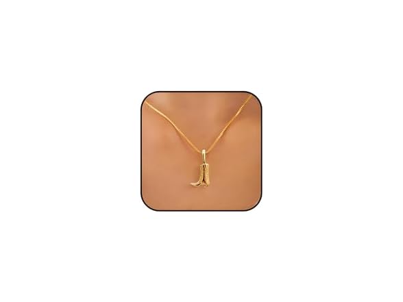 IQIC Cowboy Boot Necklace for Women Gold