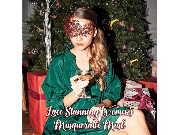 Red Masquerade Mask For Women - Swan Lace