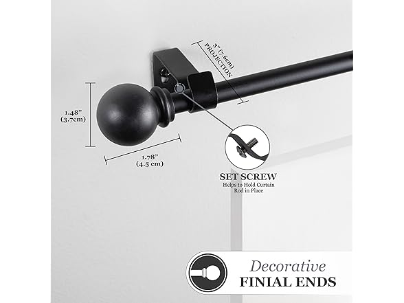 28" to 48"Chelsea Ball End Curtain Rod