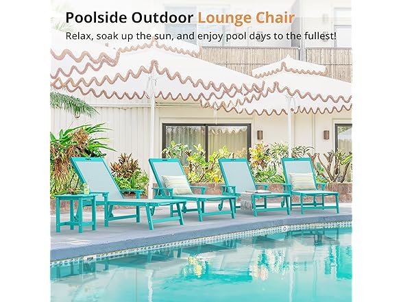 4 Set Aruba Blue Outdoor Lounge Chair