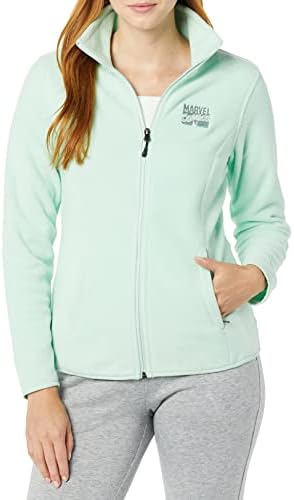 Amazon Essentials Disney | Marvel | Star Wars | Princess Women's Polar Fleece Full-Zip Mock Jackets, Marvel Comic Logo, Medium