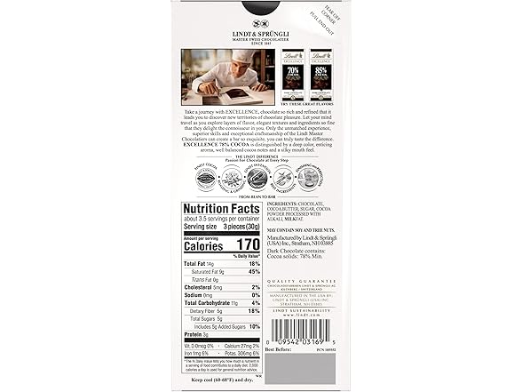 Lindt Excellence 78% Dark Choc Bar 12pk