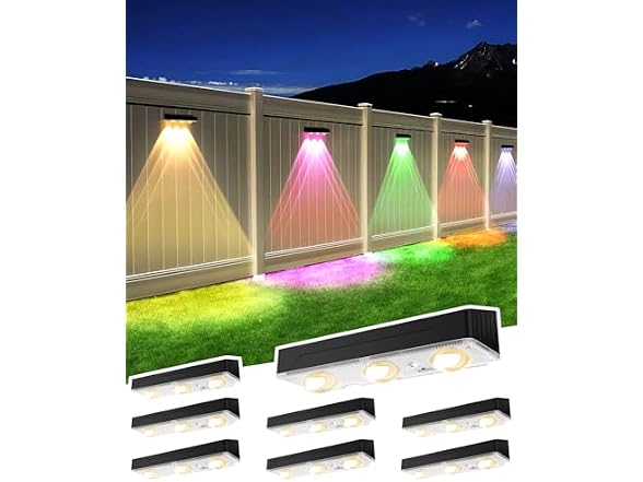 WANJOTEC RGB Solar Fence Lights 8-Pack