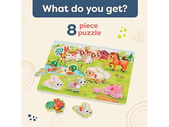 B. toys Farm Animals Wooden Peg Puzzle