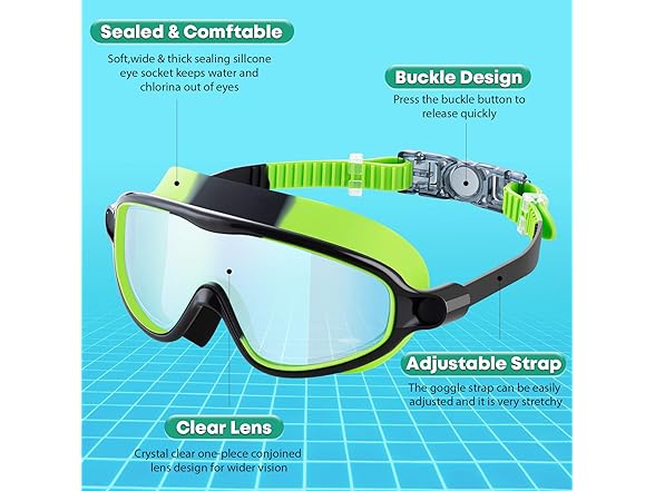 portzon Kids Swim Goggles Anti Fog