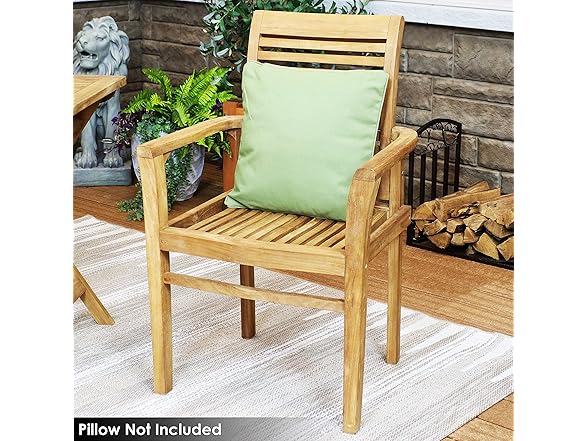 Sunnydaze Decor JVA-353 Teak Slat Patio Chair Light Br