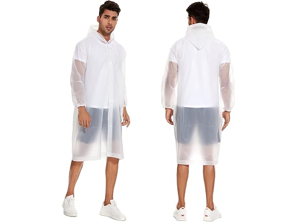 Feifango Rain Ponchos Adults Reusable, 2 Pack