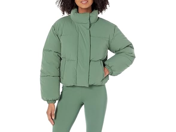 Amazon  Essentials Cropped Puffer Jacket Sage Green 3X