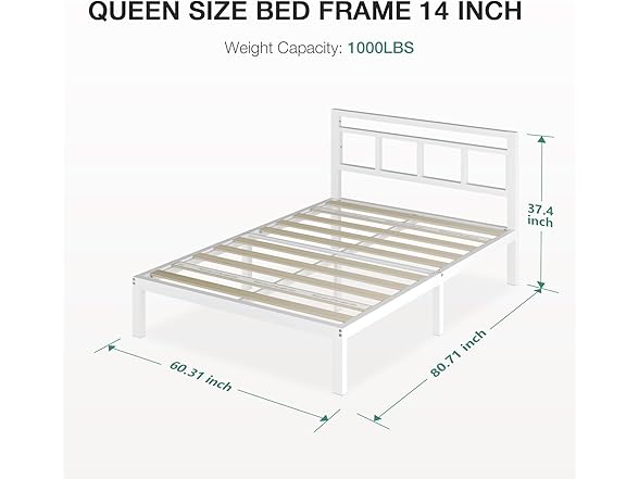 Novilla 14 Inch Queen Bed Frame & Headboard