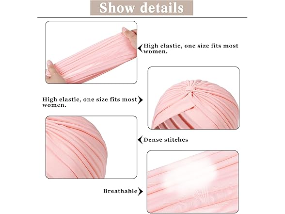 6 Pieces Stretchy Beanie Turbans