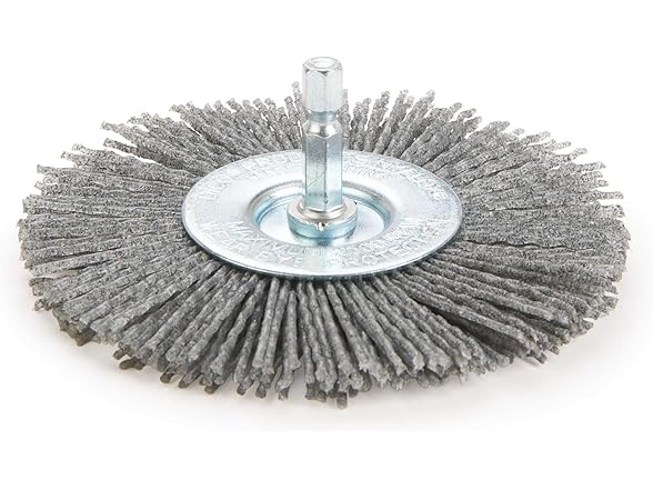 Dico Nyalox 4" Fine Crimped Nylon Mandrel Mounted Wheel Brush - 2500 RPM, USA Made