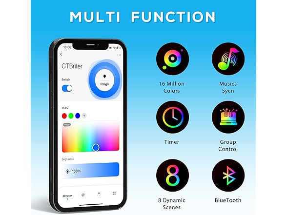 GTBriter LED Pool Lights w/ App Control 20W RGB