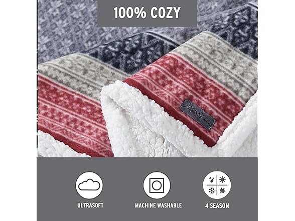Eddie Bauer Fleece & Plush Sherpa Throw Blanket