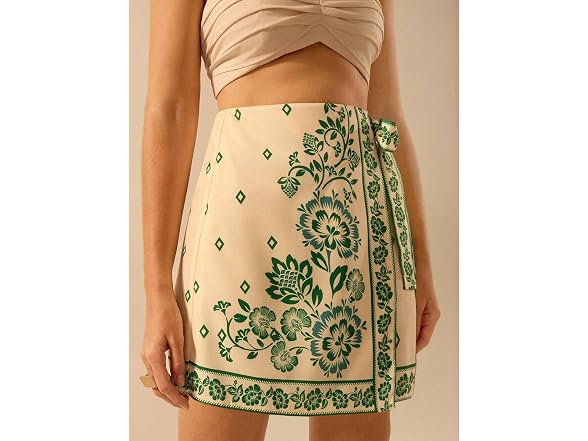 Talakeno Sage Green Floral Wrap Skirt