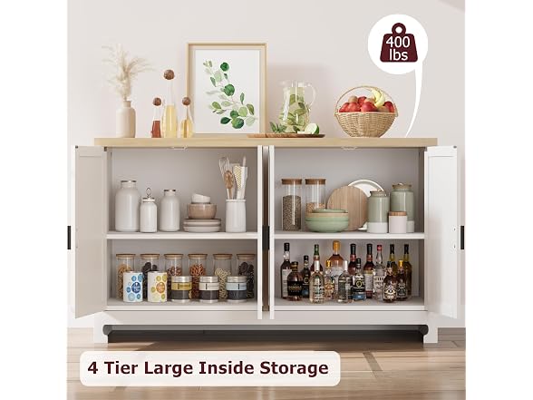 IDEALHOUSE 61" Rattan Cabinet, 4 Doors - Gallery 2