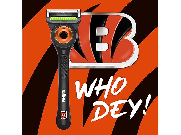 Gillette Labs Special NFL Bengals Edition Shaving Razor for Men - 1 Handle, 4 Razor Blade Refills & Magnetic Stand, GilletteLabs with Exfoliating Bar