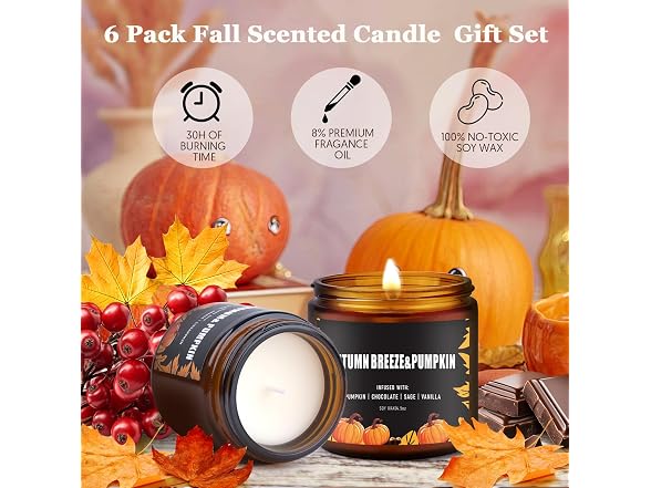 keliperry Fall Candles Set of 6