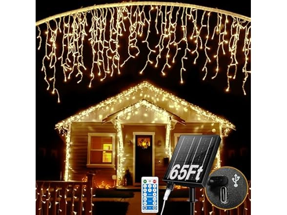 Ryblgled 65Ft 506 LED Icicle Christmas Lights