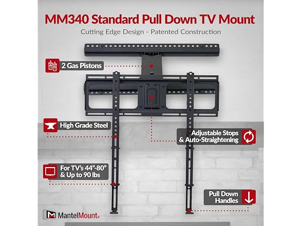 MantelMount Above Fireplace Pull Down TV Mount