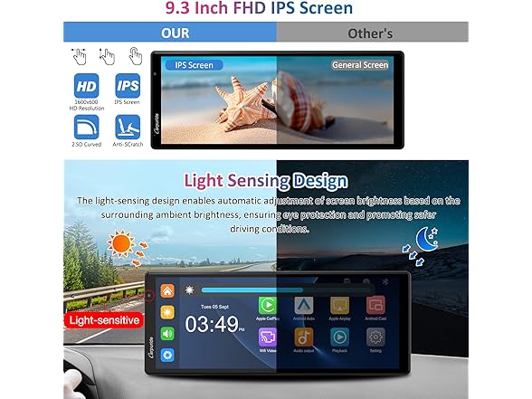 9.3" CarPlay Screen w/ 2.5K Dash Cam