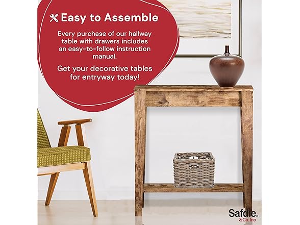 Safdie & Co Rustic Farmhouse Entry Table