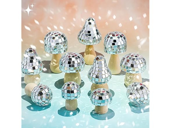 20 Pcs Mushroom Party Disco Balls