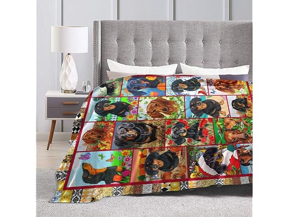zuxhvia Dachshund Blanket Dog Throw Blanket B