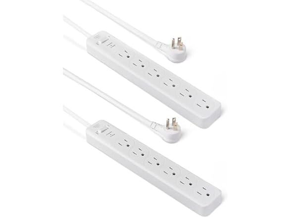 (2 PACK) AmazonBasics 6-Outlet 2FT Surge Protector Power Strip