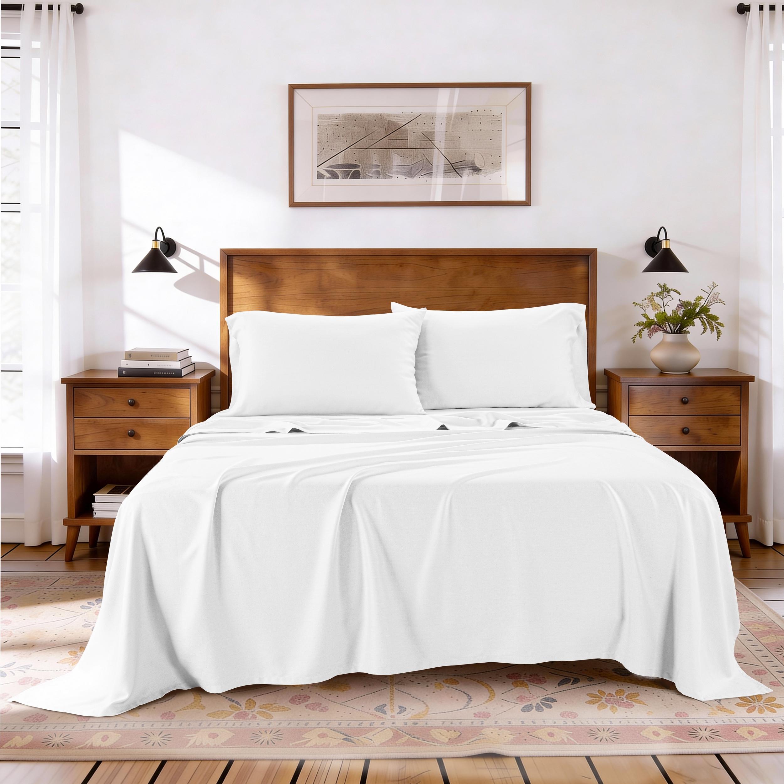 Kathy Ireland Lyocell & Linen Cotton 4PC Sheet Set - Gallery 20