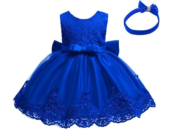 Idopip Girls (3-6 MOS) Lace Flower Bowknot Dress