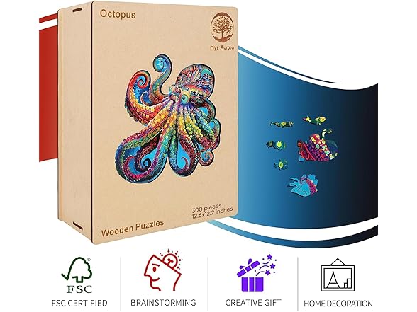 300 Pcs Wooden Octopus Puzzle