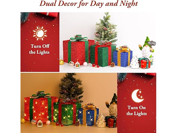 Brightever Set of 3 Christmas Lighted Gift Boxes