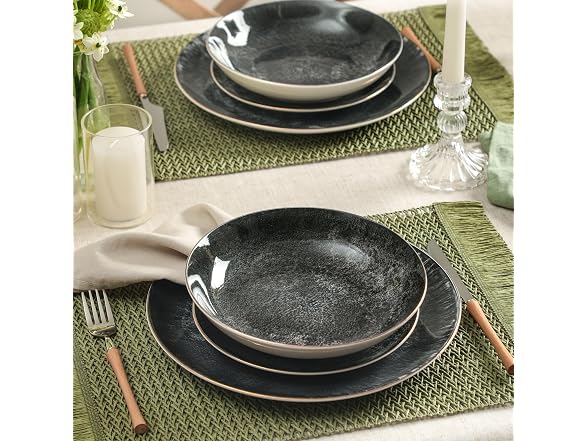 Christian Siriano Onyx 12-Piece Dinnerware Set