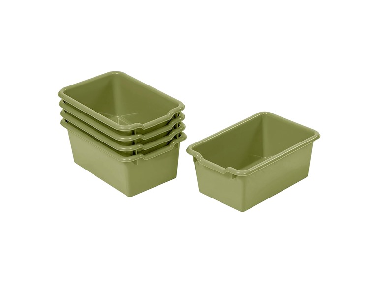 ECR4Kids Scoop Front Storage Bin, Multipurpose Organization, Fern Green, 5-Piece