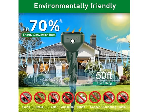 BORHOOD Mole Repellent Solar Powered