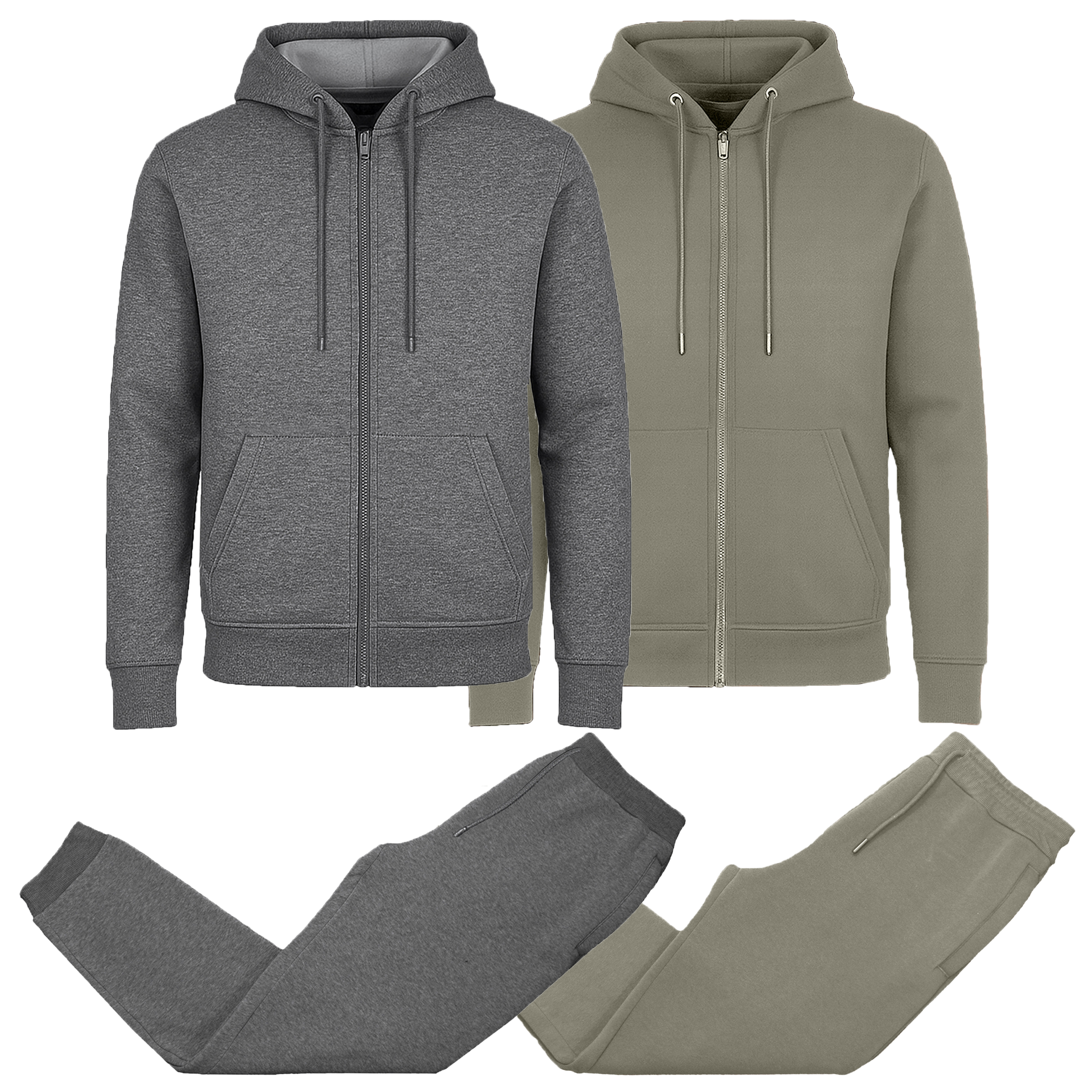 Mens Fleece-Lined Zip Hoodie & Jogger Set - Gallery 31