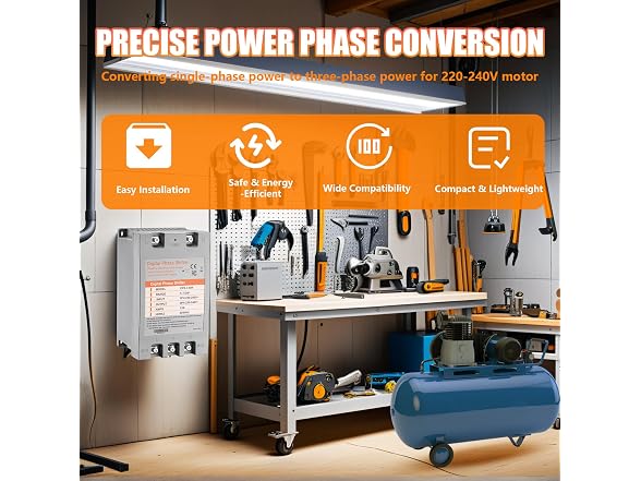 3 Phase Converter- 7.5HP 23A 220V Single Phase