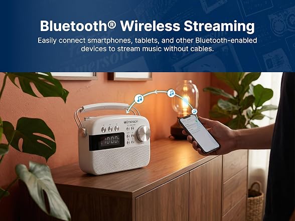Emerson EAS-3010 BT Radio w/MP3 White